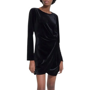 THE KOOPLES Draped Velvet Mini Dress Black Size 1 (US 4)